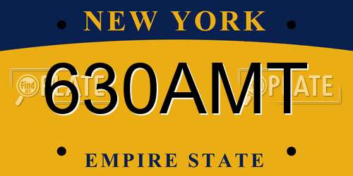 630AMT New York License Plate