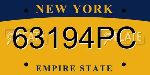 63194PC New York License Plate