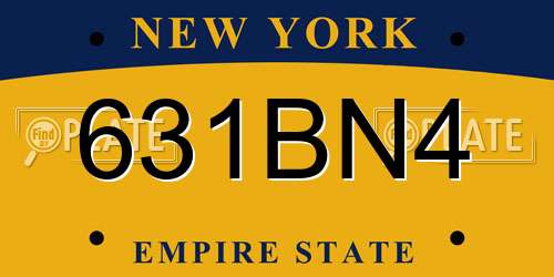 631BN4 New York License Plate
