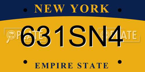 631SN4 New York License Plate