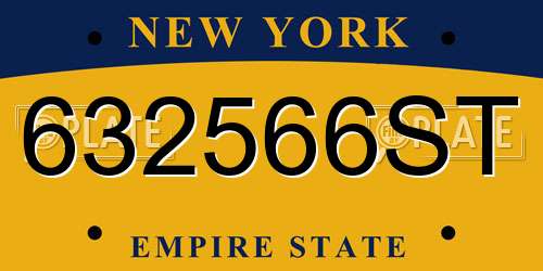 632566ST New York License Plate
