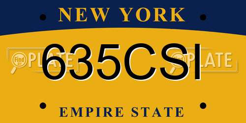 635CSI New York License Plate