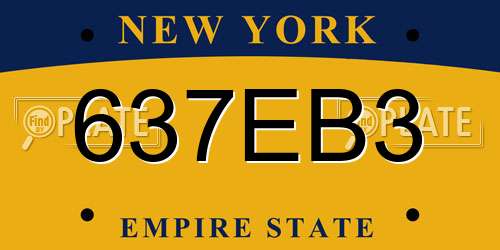 637EB3 New York License Plate