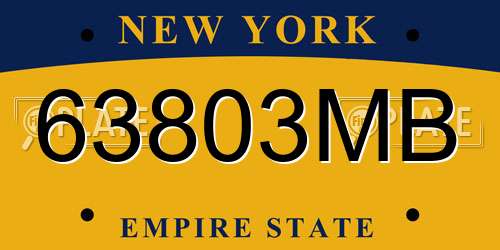 63803MB New York License Plate