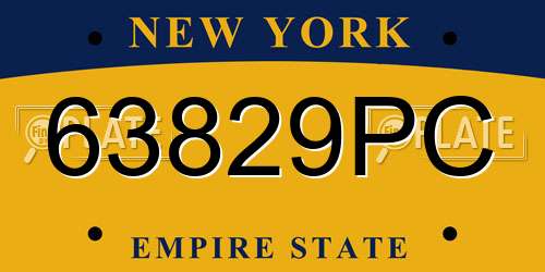63829PC New York License Plate
