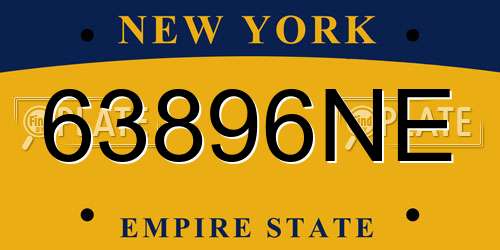 63896NE New York License Plate