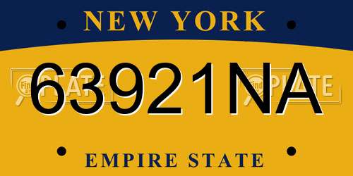 63921NA New York License Plate