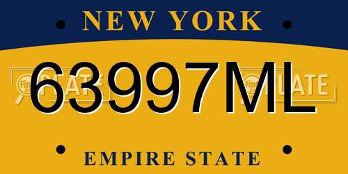 63997ML New York License Plate