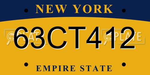 63CT412 New York License Plate