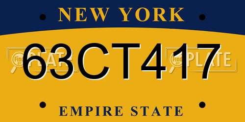 63CT417 New York License Plate