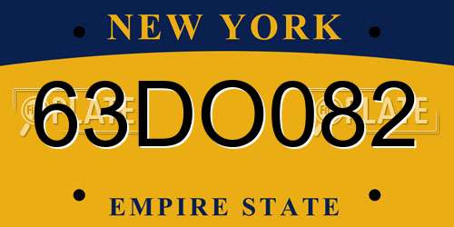 63DO082 New York License Plate