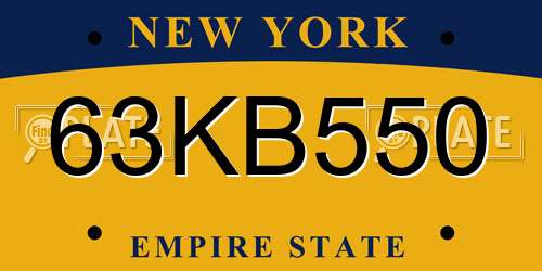 63KB550 New York License Plate
