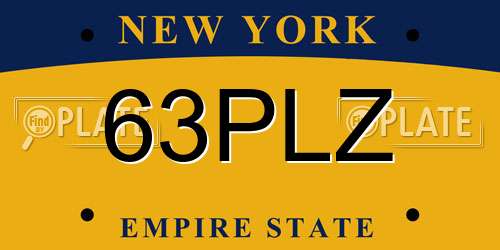 63PLZ New York License Plate