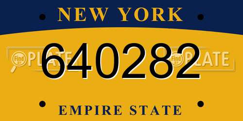 640282 New York License Plate