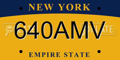 640AMV New York License Plate