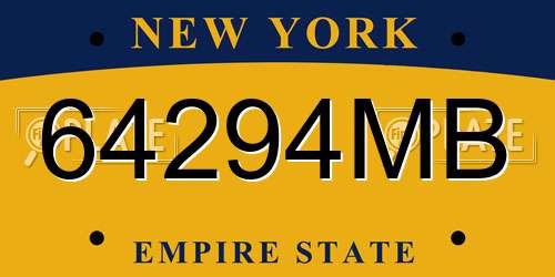 64294MB New York License Plate
