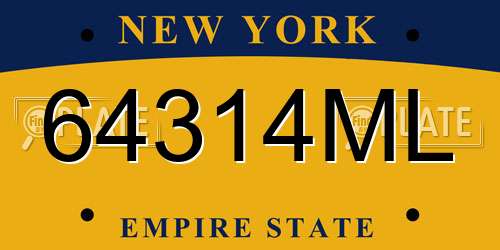 64314ML New York License Plate
