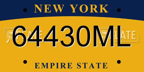 64430ML New York License Plate