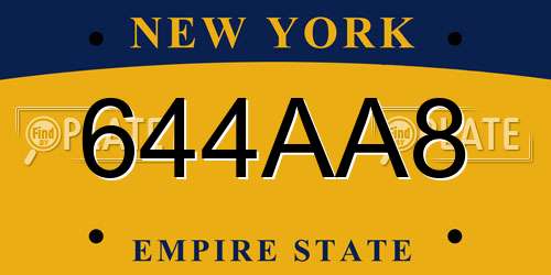 644AA8 New York License Plate