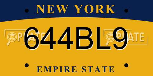 644BL9 New York License Plate