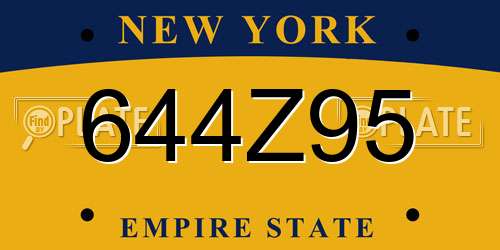 644Z95 New York License Plate