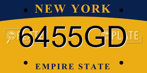 6455GD New York License Plate