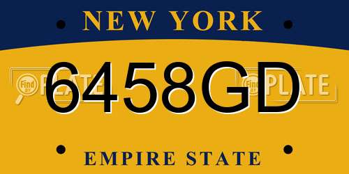 6458GD New York License Plate