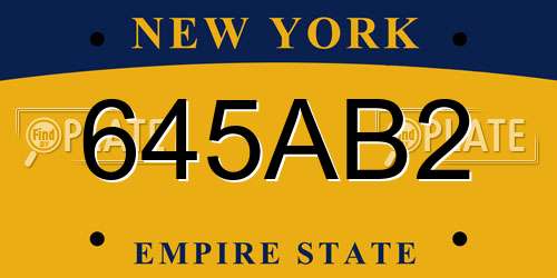 645AB2 New York License Plate