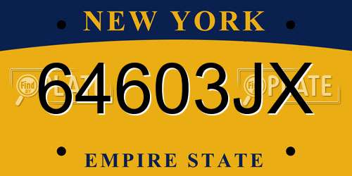 64603JX New York License Plate