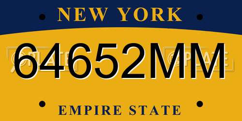 64652MM New York License Plate