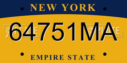 64751MA New York License Plate