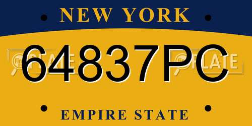 64837PC New York License Plate
