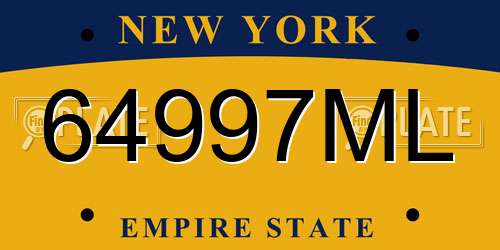 64997ML New York License Plate