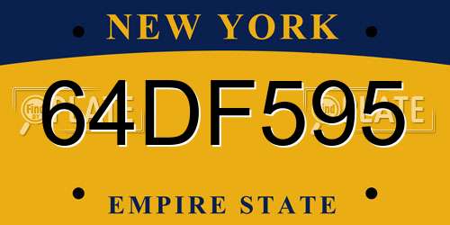 64DF595 New York License Plate