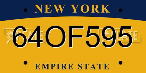64OF595 New York License Plate