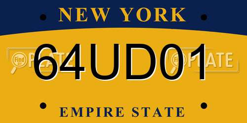 64UD01 New York License Plate