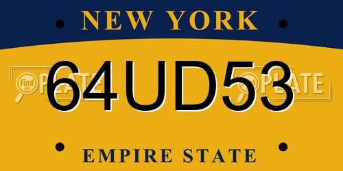 64UD53 New York License Plate