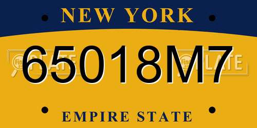 65018M7 New York License Plate