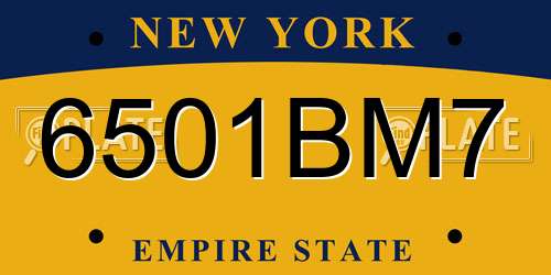 6501BM7 New York License Plate