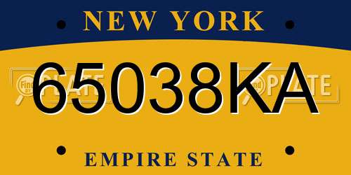 65038KA New York License Plate