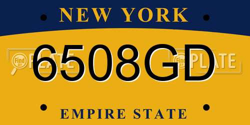 6508GD New York License Plate