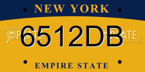 6512DB New York License Plate