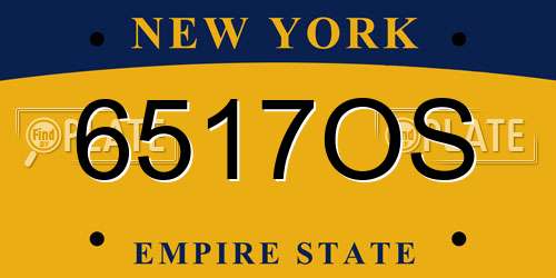 6517OS New York License Plate