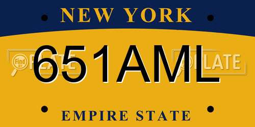 651AML New York License Plate