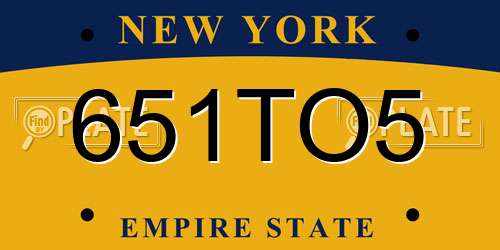 651TO5 New York License Plate
