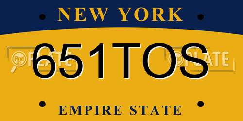 651TOS New York License Plate