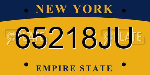 65218JU New York License Plate