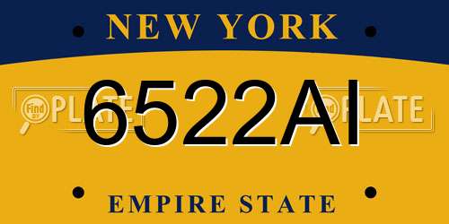 6522AI New York License Plate