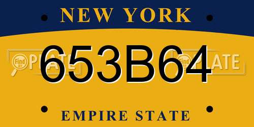 653B64 New York License Plate