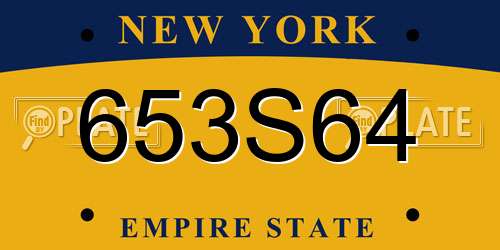 653S64 New York License Plate